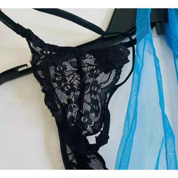 Fantasy Lingerie Lace Mesh Babydoll Set with Matching G-String - Size Medium - Picture 5 of 6